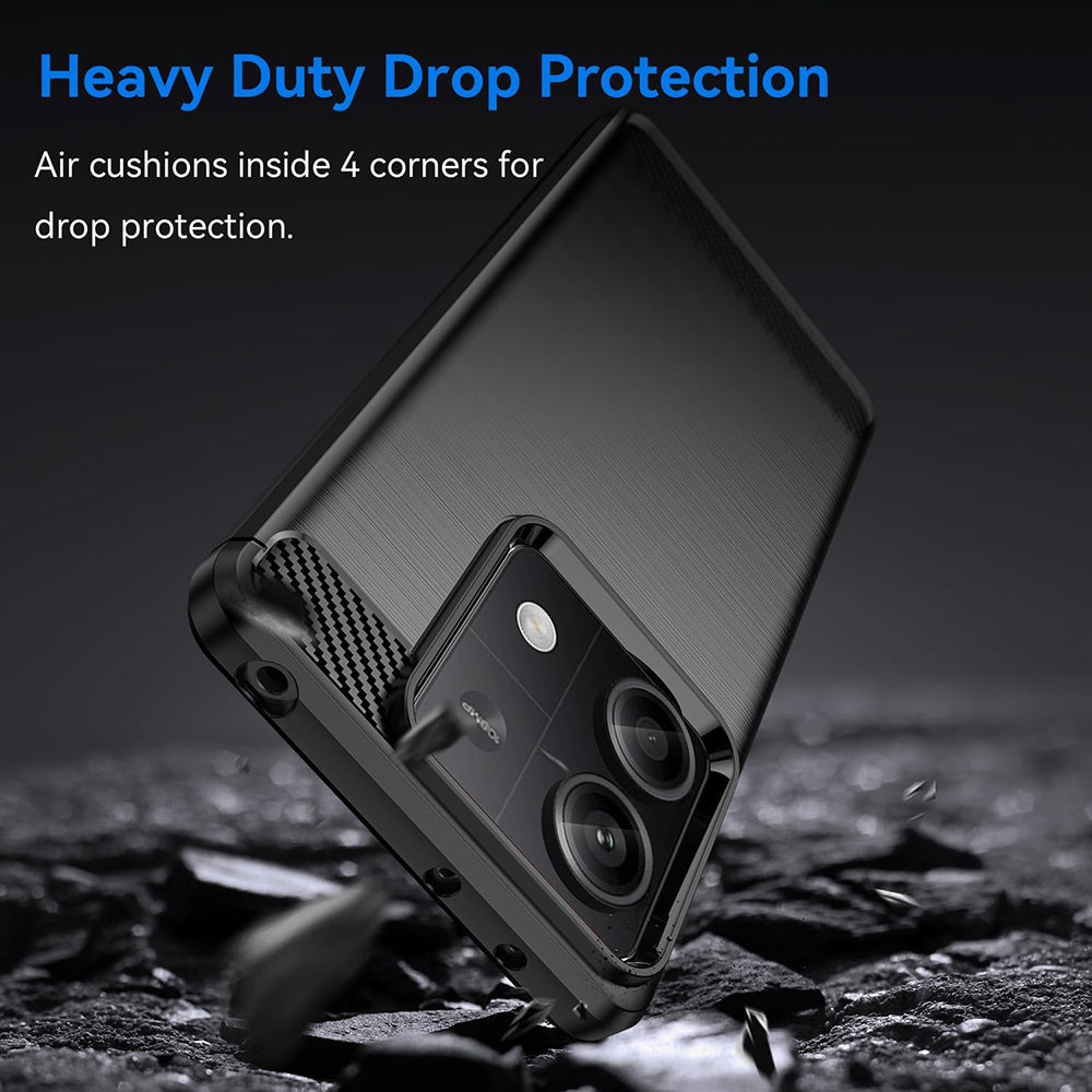 Custodia per Xiaomi Redmi Note 13 5G, Techsuit, Carbonio, Nera