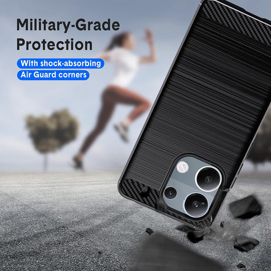 Custodia per Xiaomi Redmi Note 13 Pro 4G / Poco M6 Pro 4G, Techsuit, Carbonio, Nera