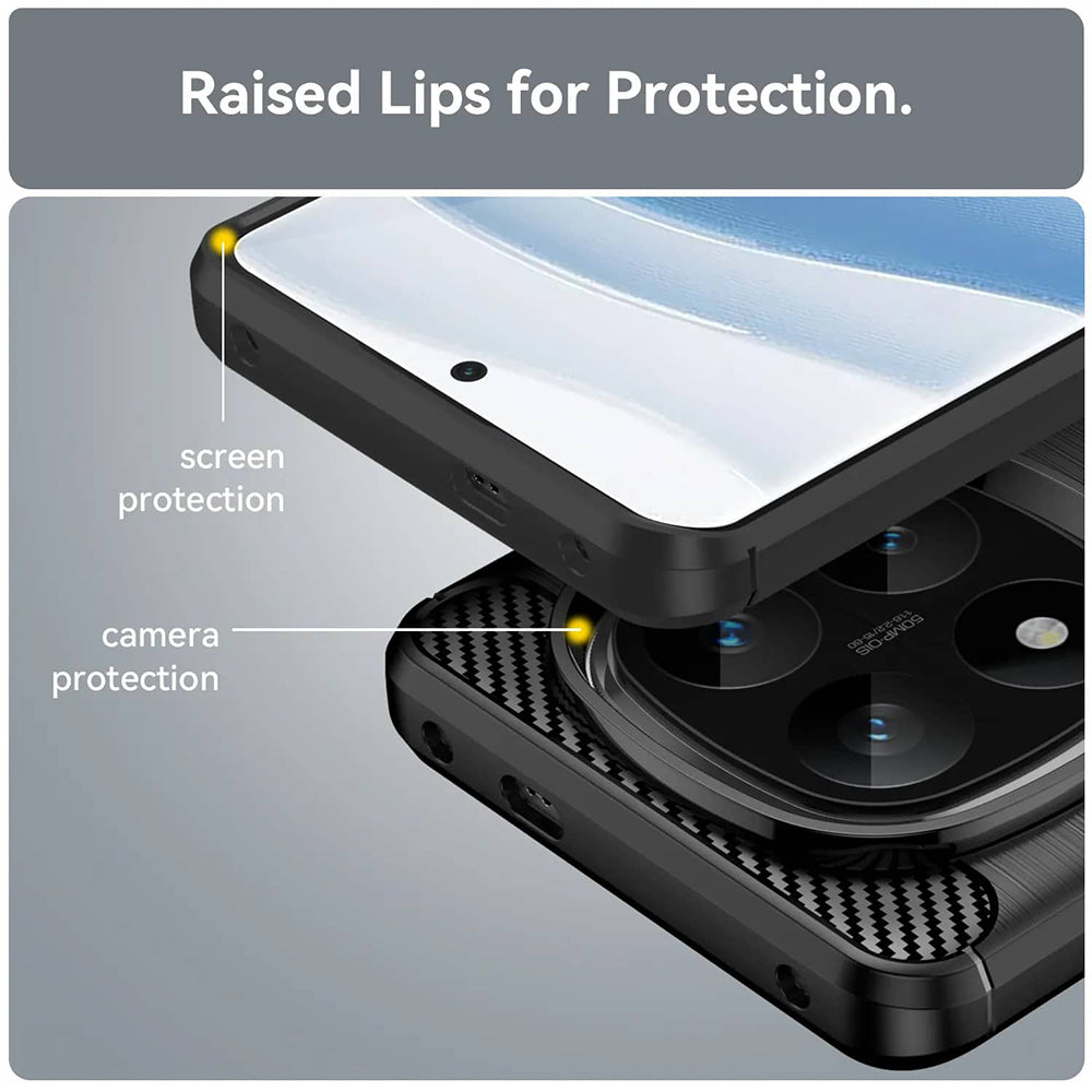 Custodia per Xiaomi Redmi Note 14 Pro 4G, Techsuit, Carbonio, Nera