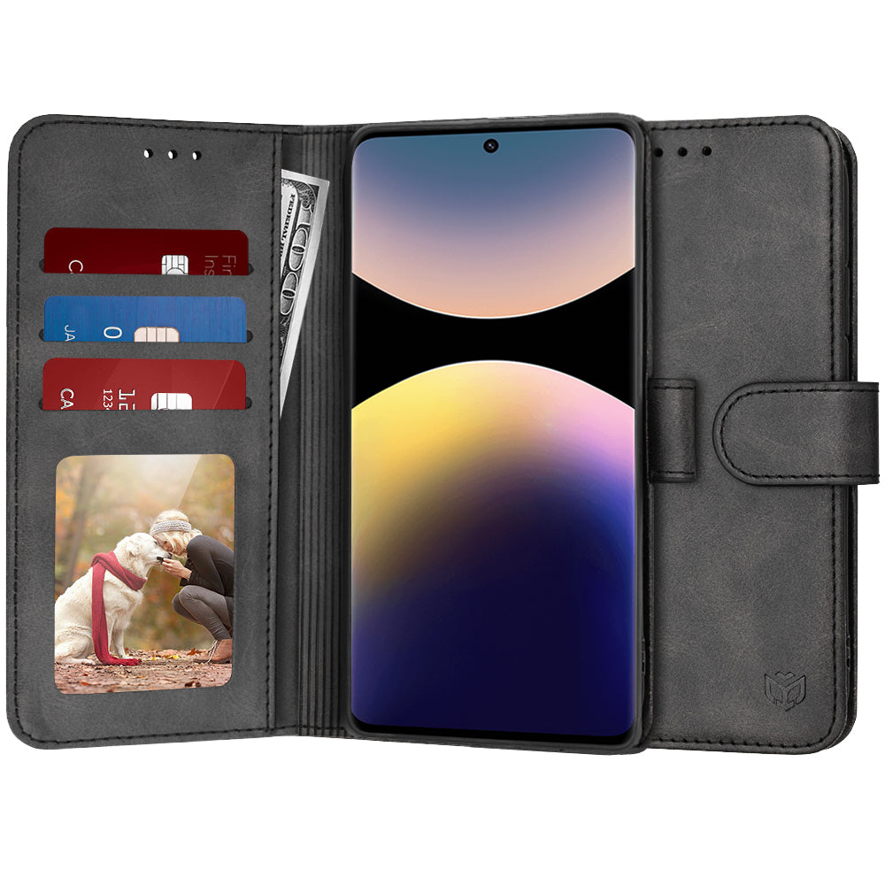 Custodia per Xiaomi Redmi Note 14 Pro 4G, Techsuit, Diary Book, Nera