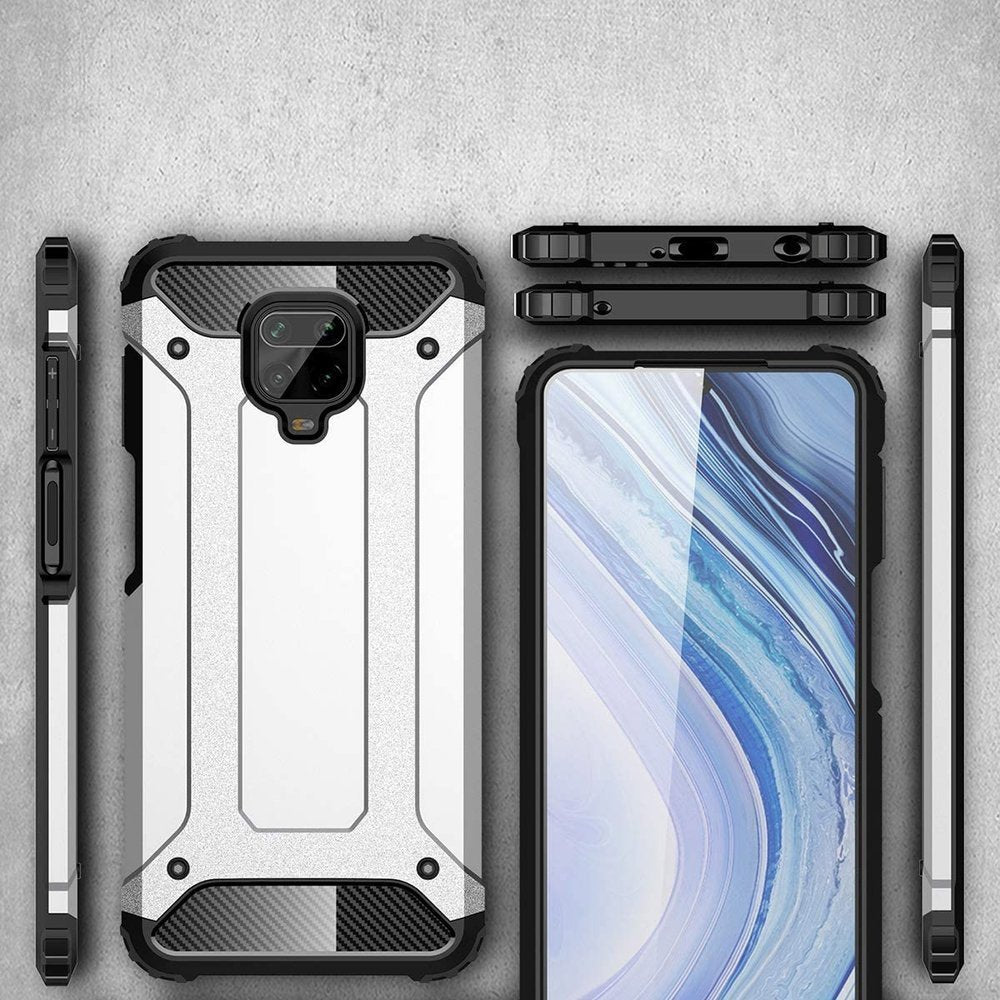 Custodia per Xiaomi Redmi Note 9S / Note 9 Pro / Note 9 Pro Max, Techsuit, Hybrid Armor, Nera