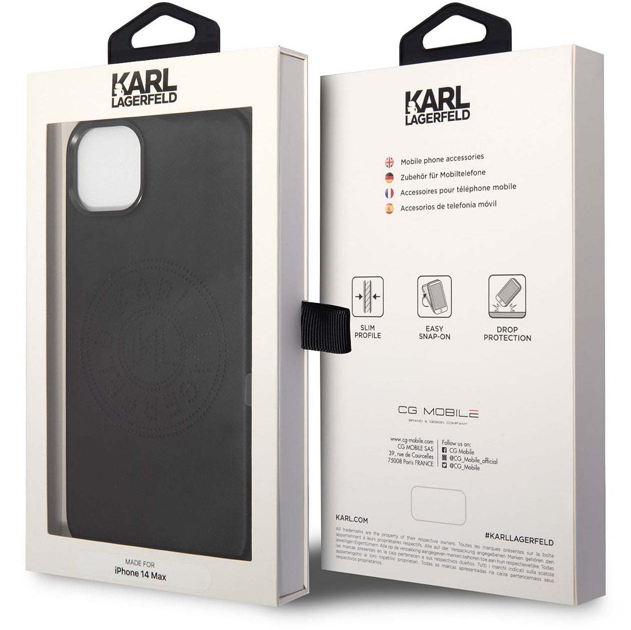 Custodia per Apple iPhone 14 Plus, Karl Lagerfeld, Logo Perforato, Nera