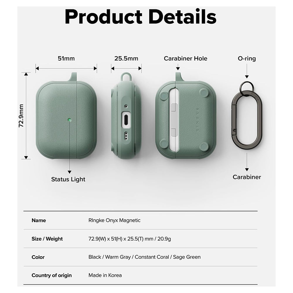 Custodia Ringke Onyx Magnetica per Apple AirPods Pro 3, Verde