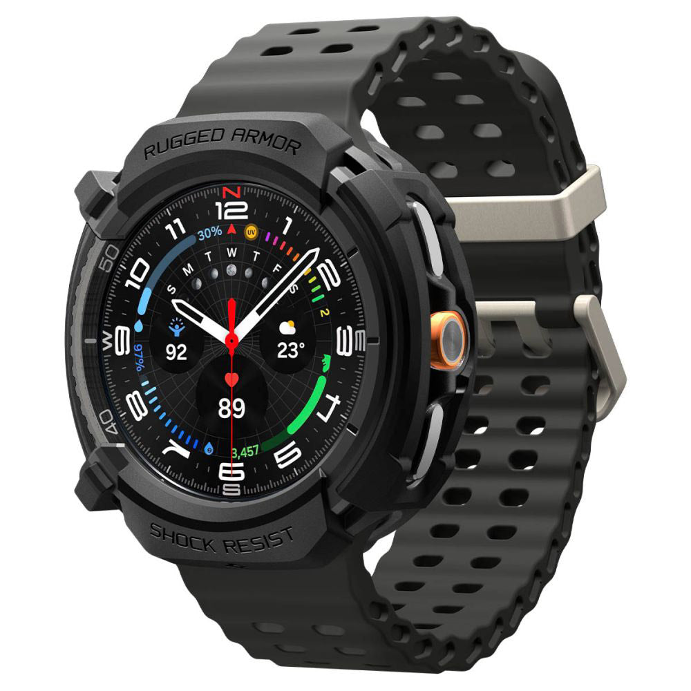 Custodia Spigen Rugged Armor per Samsung Galaxy Watch8 Classic, Opaca Nera ACS10012
