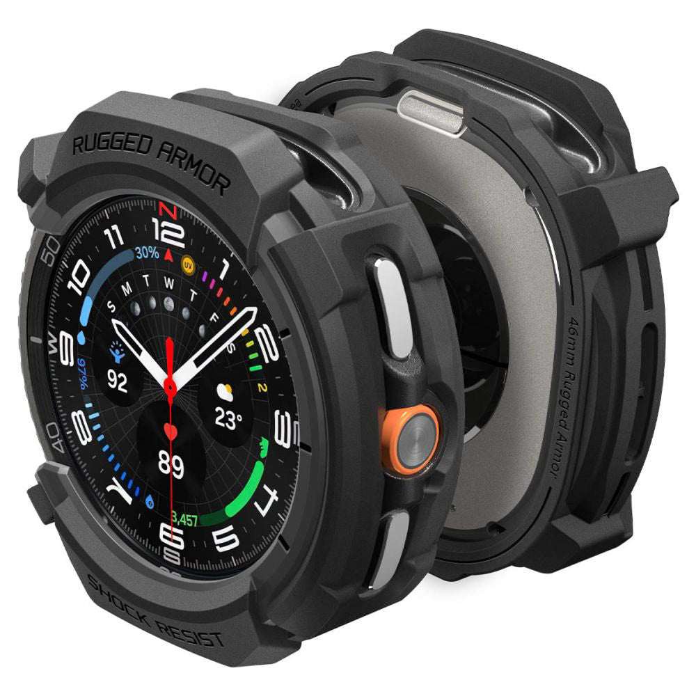 Custodia Spigen Rugged Armor per Samsung Galaxy Watch8 Classic, Opaca Nera ACS10012