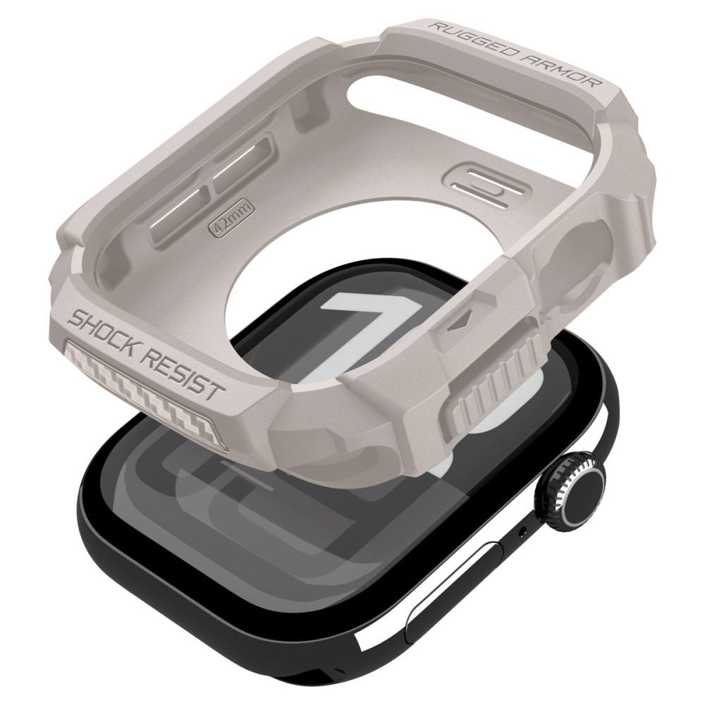 Custodia Spigen Rugged Armor V2 per Apple Watch Series 10 / 11 42mm, Beige ACS10493
