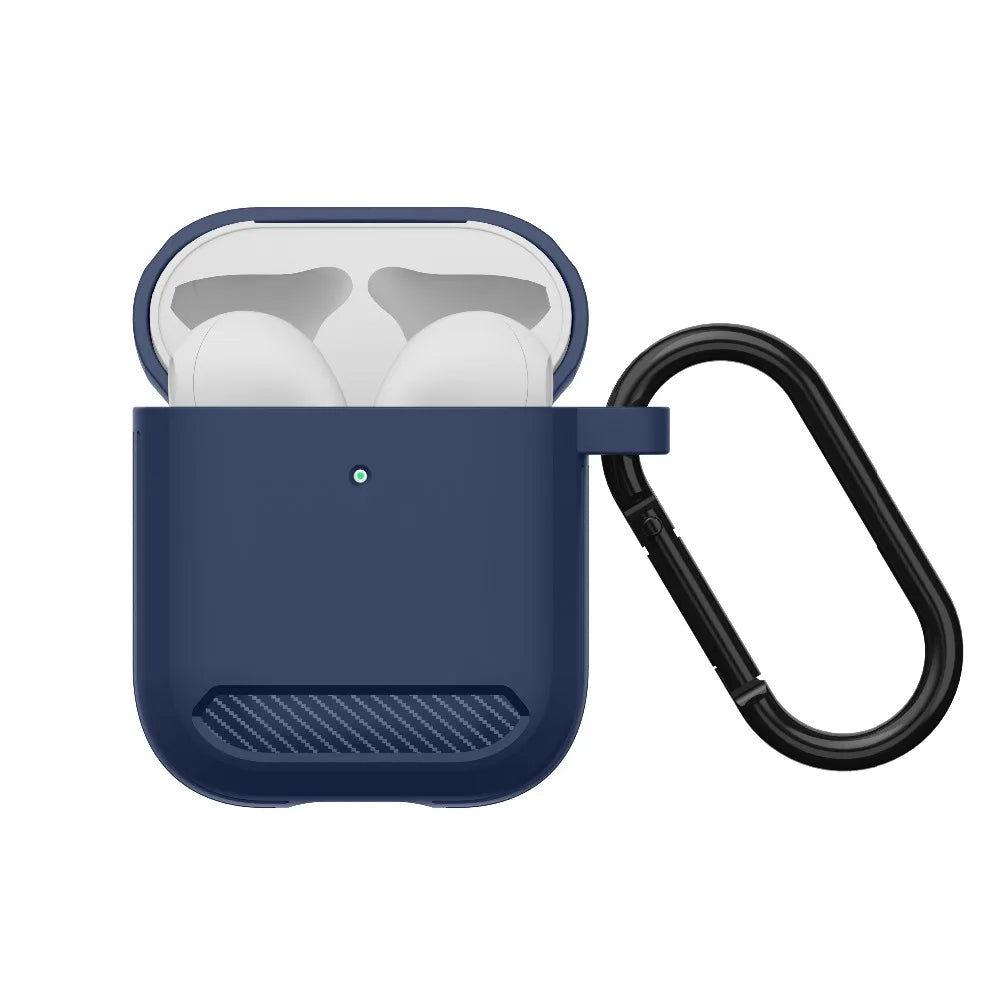 Custodia Techsuit Carbon per Apple AirPods Gen 2 / Gen 1, Blu Navy