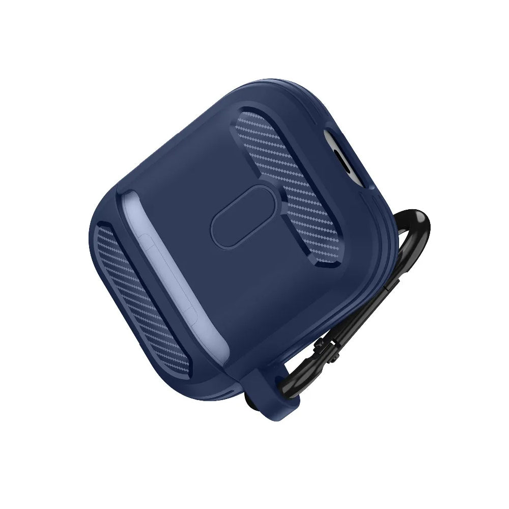 Custodia Techsuit Carbon per Apple AirPods Gen 2 / Gen 1, Blu Navy