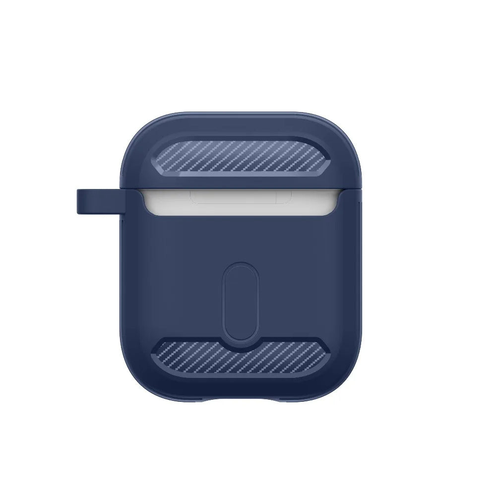 Custodia Techsuit Carbon per Apple AirPods Gen 2 / Gen 1, Blu Navy