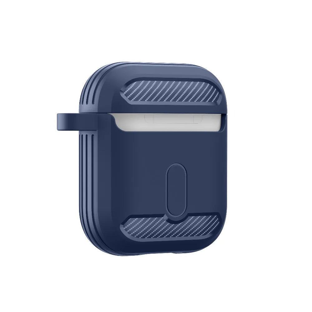 Custodia Techsuit Carbon per Apple AirPods Gen 2 / Gen 1, Blu Navy
