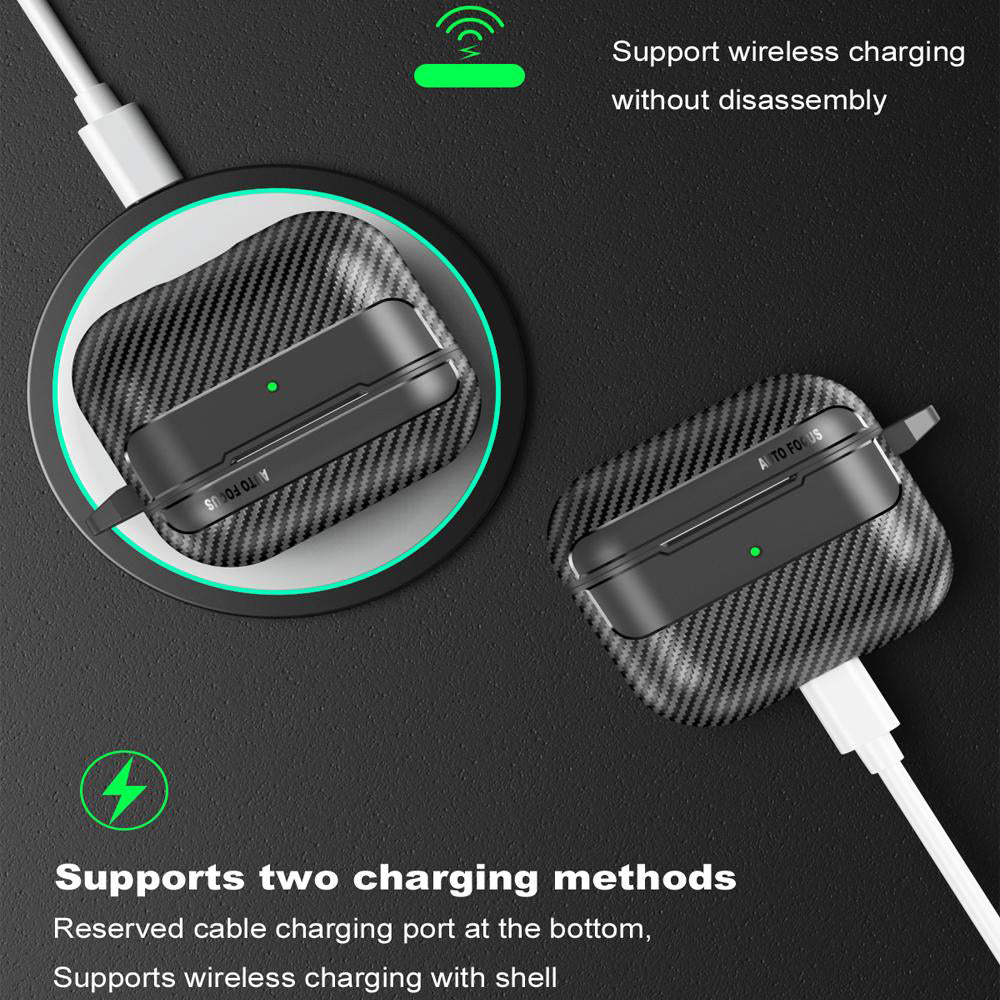 Custodia Techsuit CarbonFiber per Apple AirPods 3, Nera