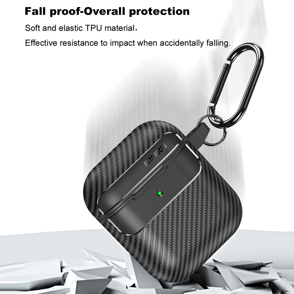 Custodia Techsuit CarbonFiber per Apple AirPods Gen 2 / Gen 1, Nera