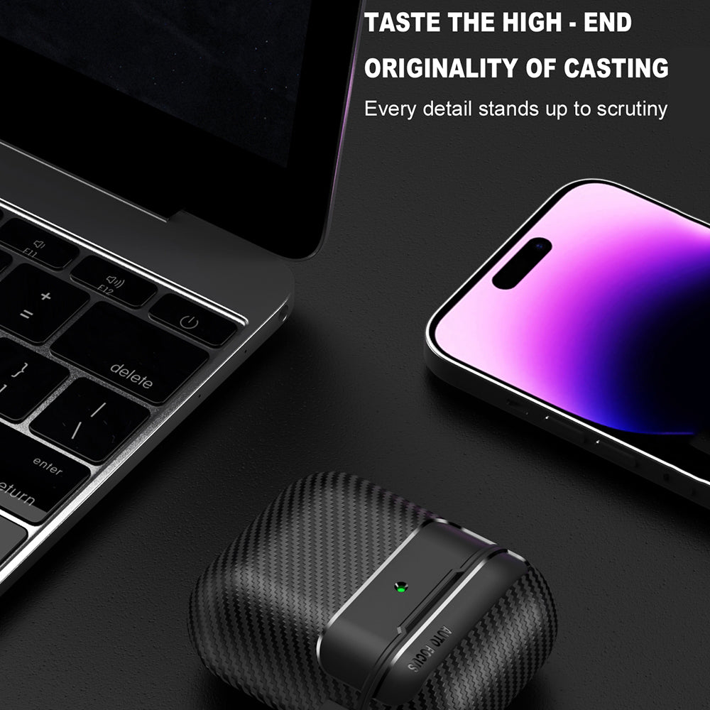 Custodia Techsuit CarbonFiber per Apple AirPods Gen 2 / Gen 1, Nera