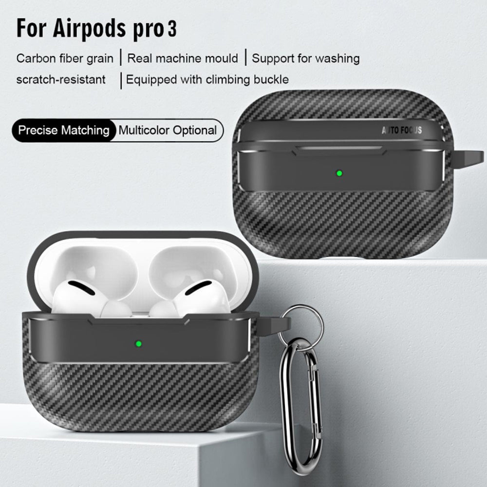 Custodia Techsuit CarbonFiber per Apple AirPods Pro 3, Nera
