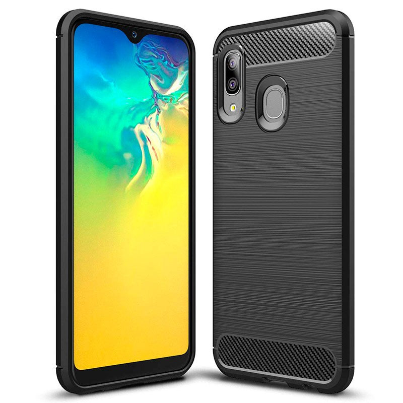 Custodia per Samsung Galaxy A20e A202, Carbonio, Nera