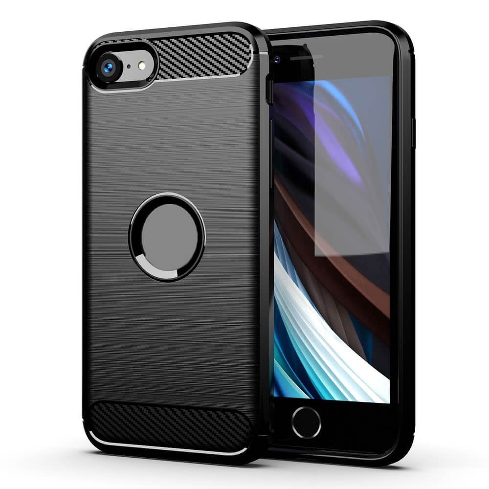 Custodia per Apple iPhone SE (2022) / SE (2020) / 8, Forcell, Carbonio, Nera