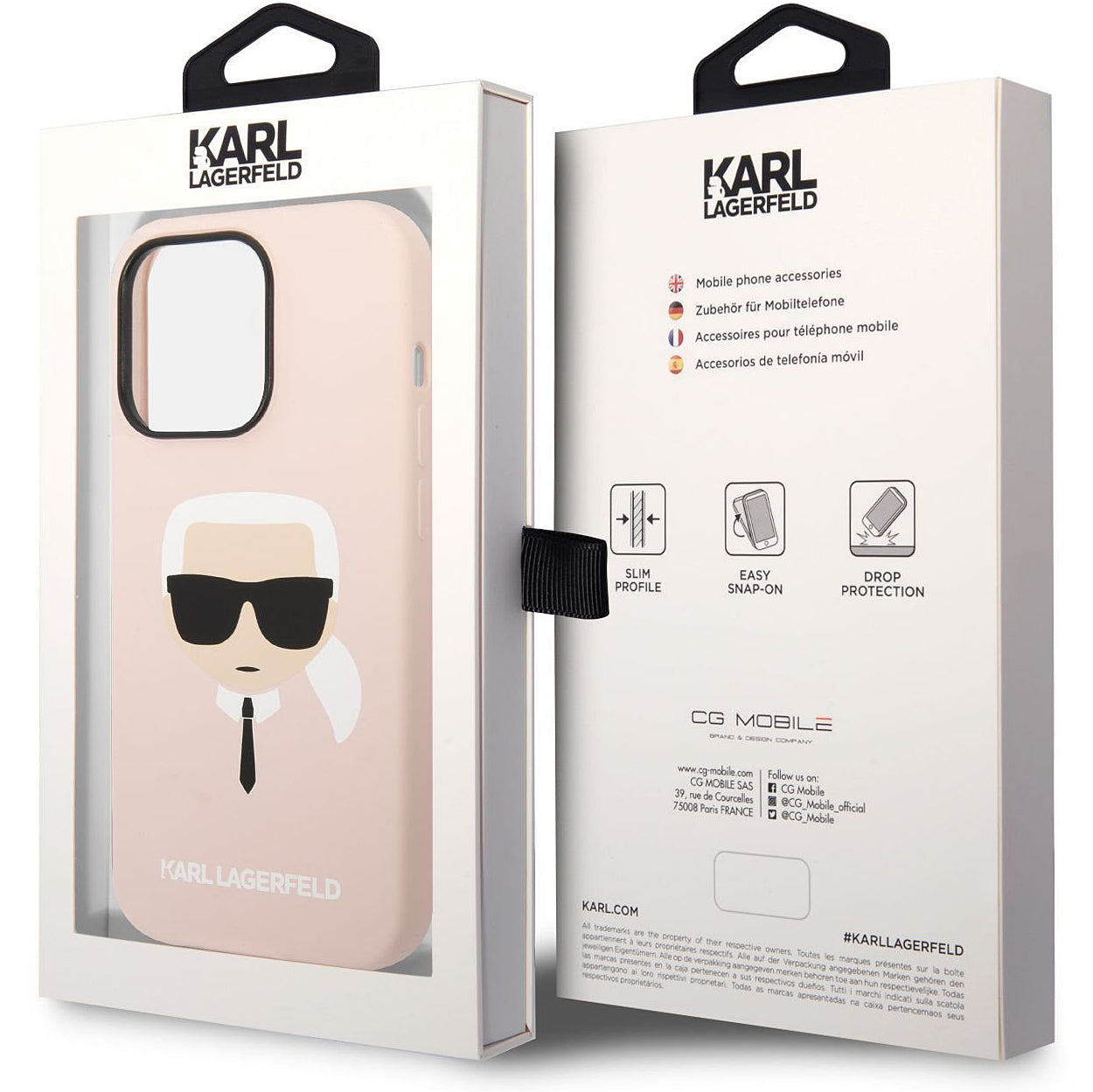Custodia MagSafe per Apple iPhone 14 Pro, Karl Lagerfeld, Silicone Karl Head, Rosa