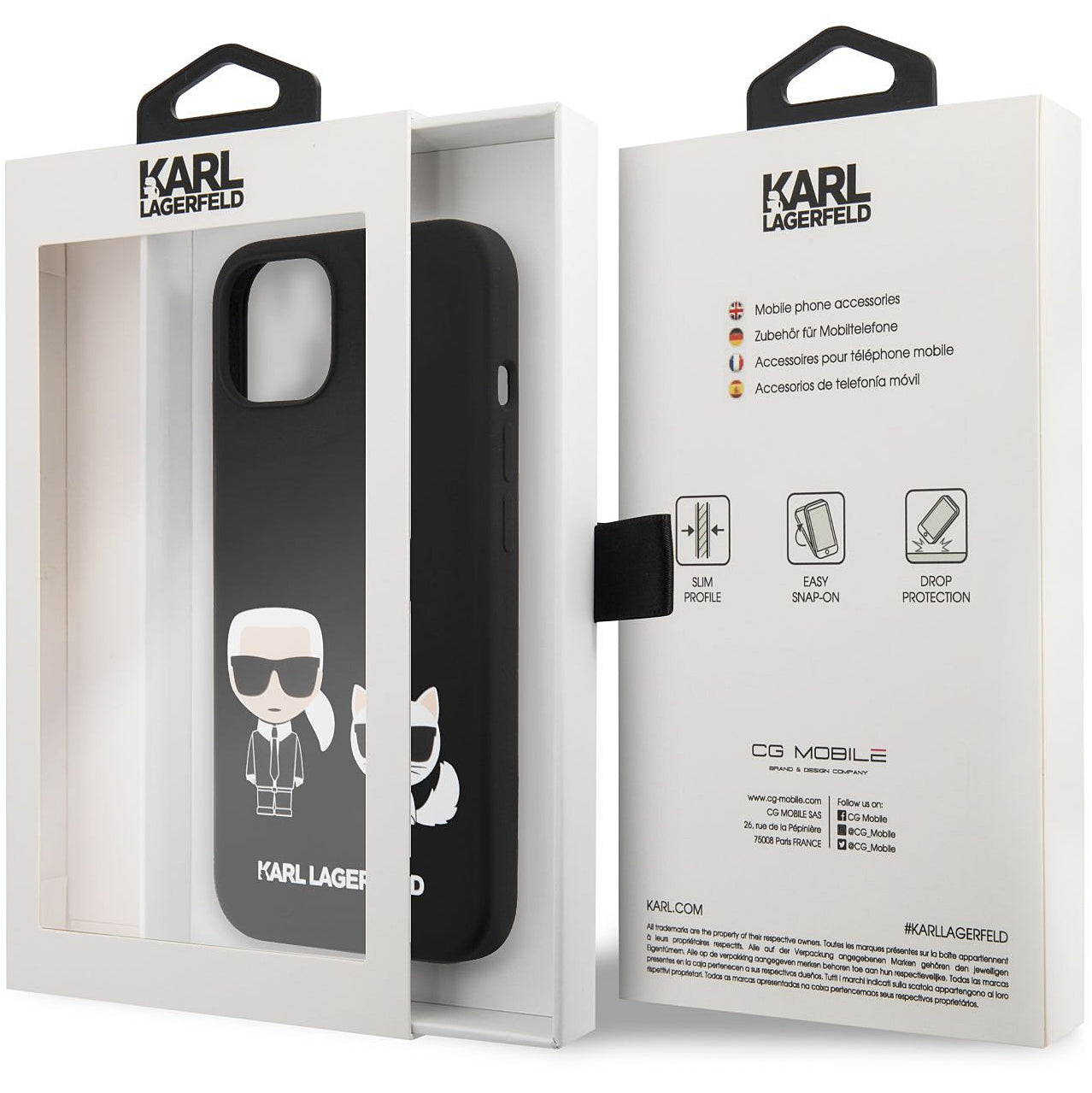 Custodia MagSafe per Apple iPhone 14 Plus, Karl Lagerfeld, Silicone Karl & Choupette, Nera