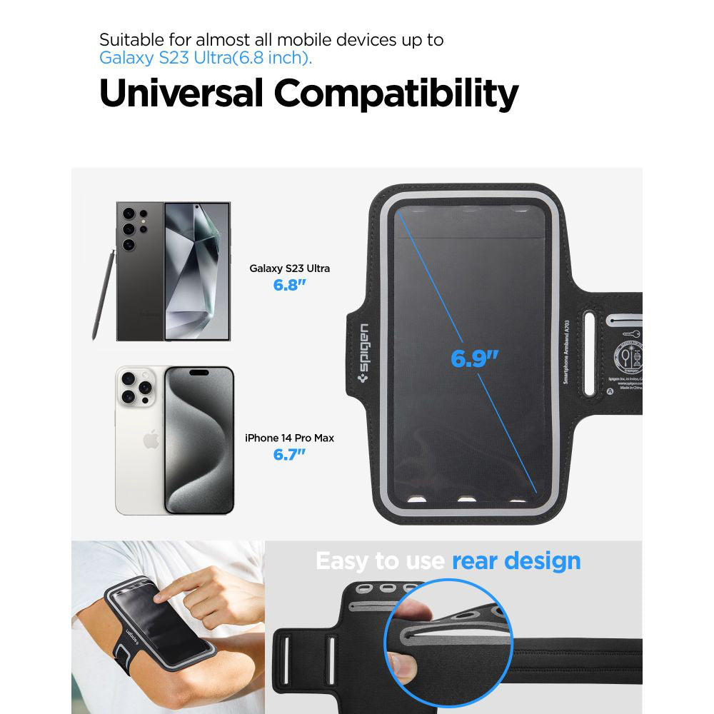 Custodia Universale Waterproof per Telefono max. 6,9 pollici, Spigen, Dynamic Shield, Nera AMP07187