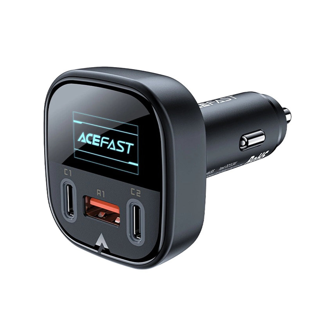 Caricabatterie Auto Acefast B5 Display, 101W, 5A, 1 x USB-A - 2 x USB-C, Nero