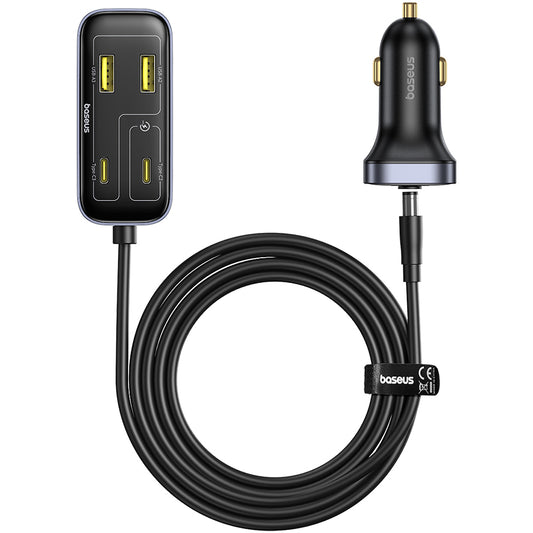 Caricabatterie Auto Baseus BackseatPal L1, 110W, 3A, 3 x USB-A - 3 x USB-C, Nero C00081100121-00