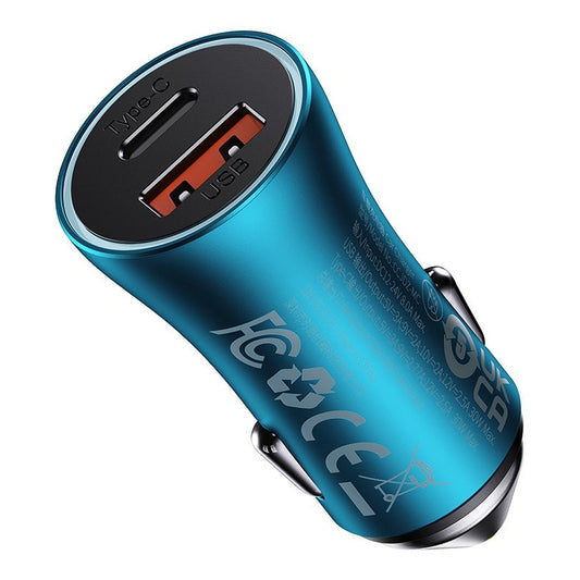 Caricabatterie da auto Baseus Golden Golden Contactor Max, 60W, 3A, 1 x USB-A - 1 x USB-C, blu CGJM000103