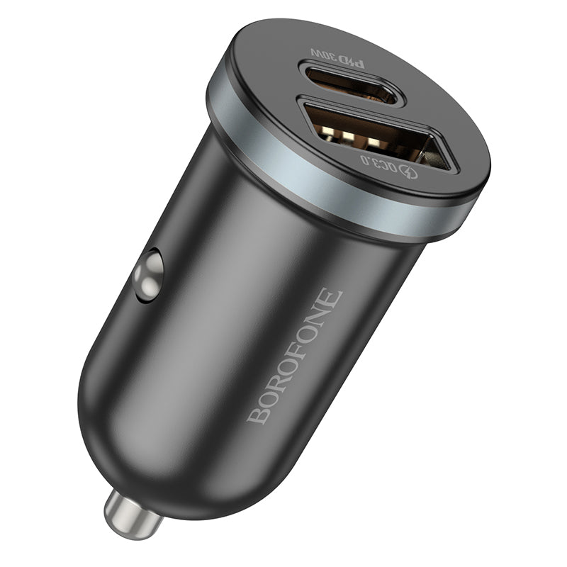 Caricabatterie da auto Borofone BZ22 Scenery, 30W, 3A, 1 x USB-A - 1 x USB-C, nero