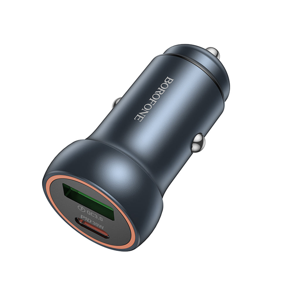 Caricabatterie Auto Borofone BZ32A Fresh, 30W, 3A, 1 x USB-A - 1 x USB-C, Grigio