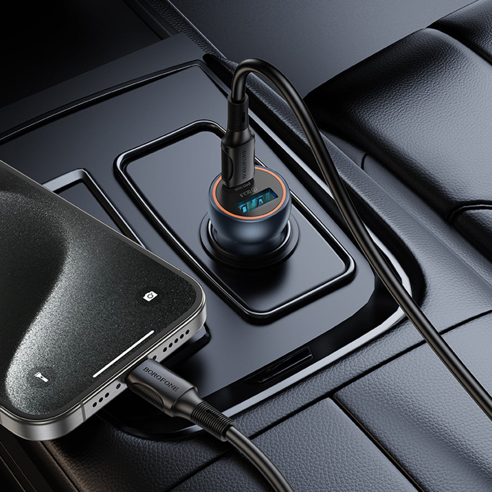 Caricabatterie Auto Borofone BZ32A Fresh, 30W, 3A, 1 x USB-A - 1 x USB-C, Grigio