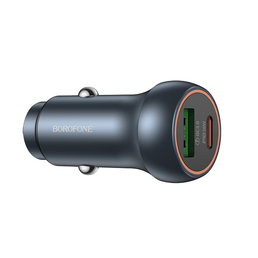 Caricabatterie Auto Borofone BZ32B Fresh, 48W, 3A, 1 x USB-A - 1 x USB-C, Grigio