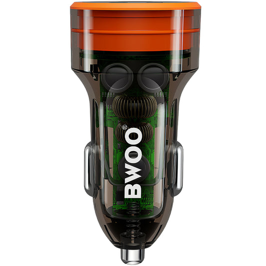 Caricabatterie da auto BWOO BO-CC85, 38W, 3A, 1 x USB-A - 1 x USB-C, nero
