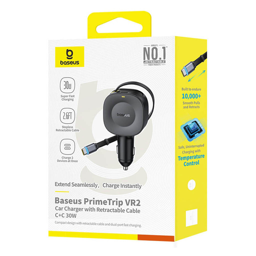 Caricabatterie Auto con Cavo USB-C Baseus PrimeTrip VR2, 30W, 3A, 1 x USB-C, Nero C0206400