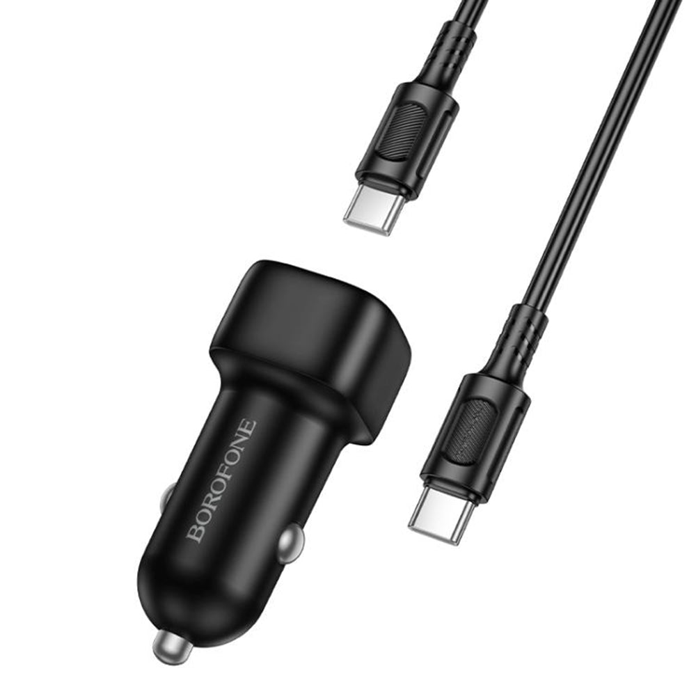 Caricabatterie Auto con Cavo USB-C Borofone BZ34B Cloud, 20W, 3A, 1 x USB-A - 1 x USB-C, Nero