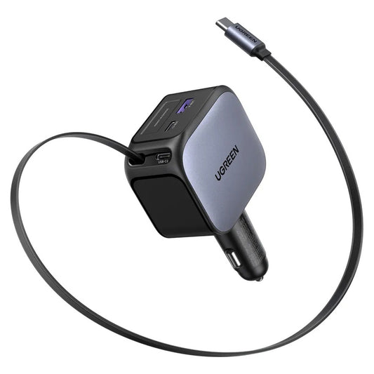 Caricabatterie Auto Con Cavo USB-C UGREEN EC604 (55910B) Nexode, 145W, 1 x USB-A - 2 x USB-C, Nero