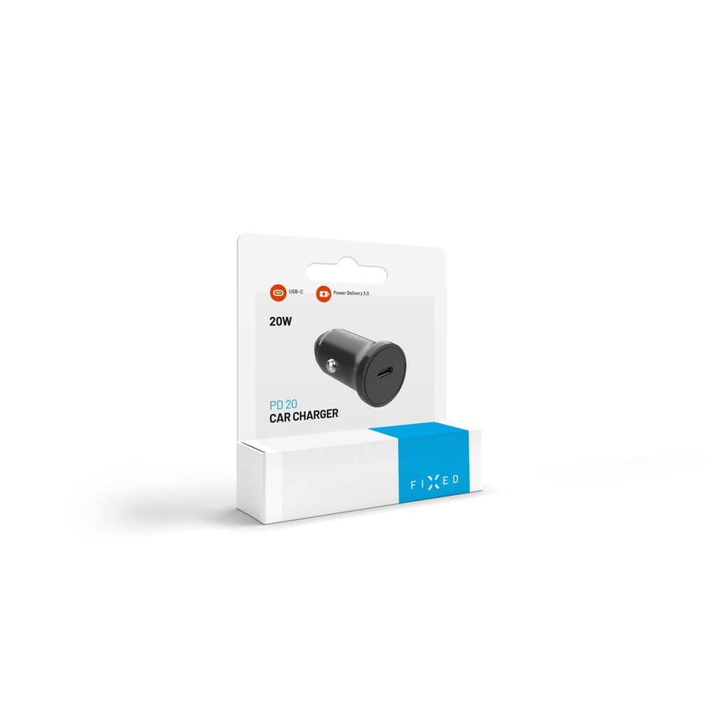 Caricabatterie Auto Fixed, 20W, 3A, 1 x USB-C, Nero