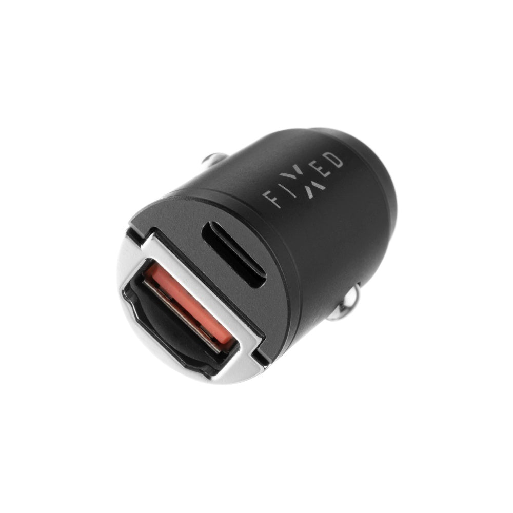 Caricabatterie Auto Fixed, 30W, 3A, 1 x USB-A - 1 x USB-C, Nero