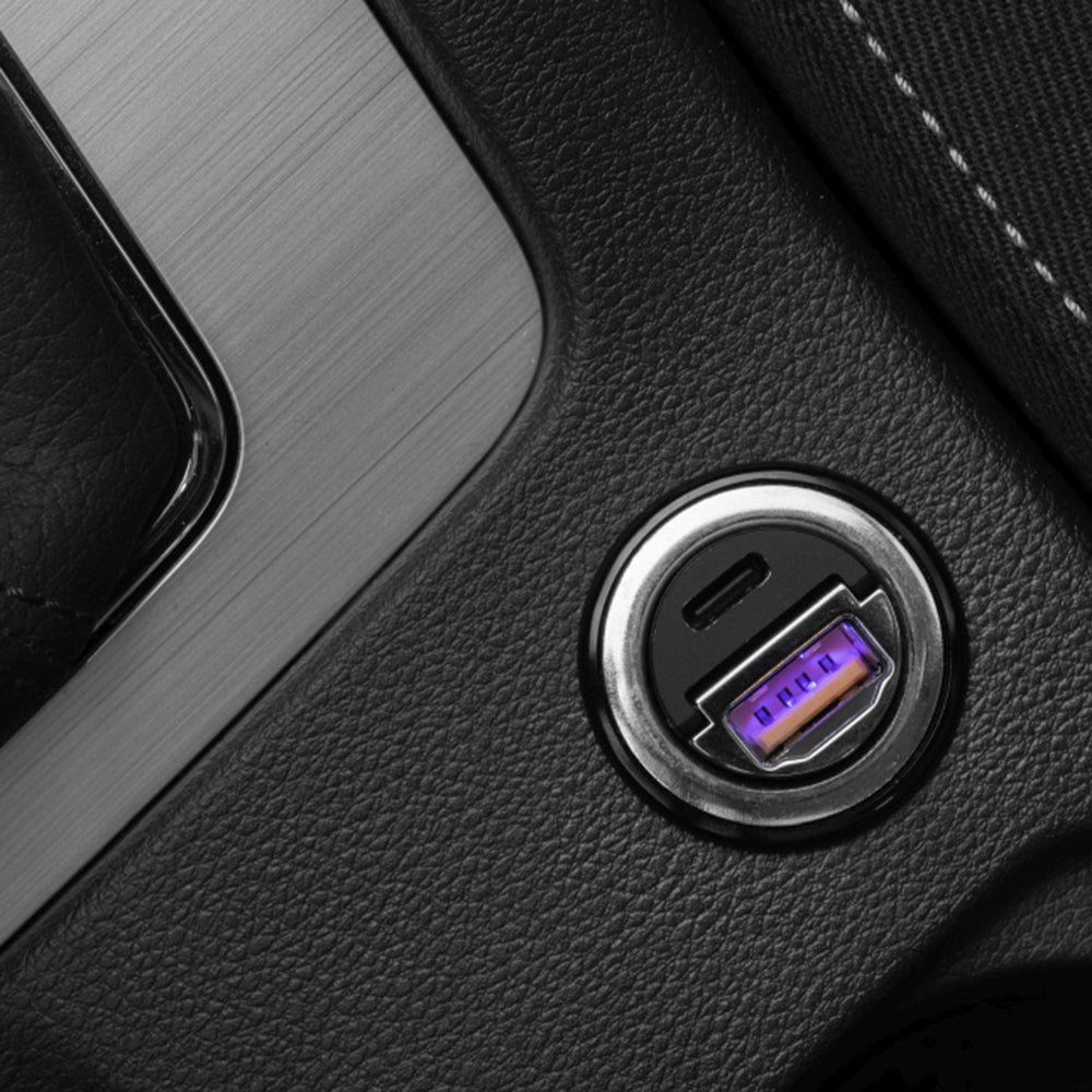 Caricabatterie Auto Fixed, 30W, 3A, 1 x USB-A - 1 x USB-C, Nero