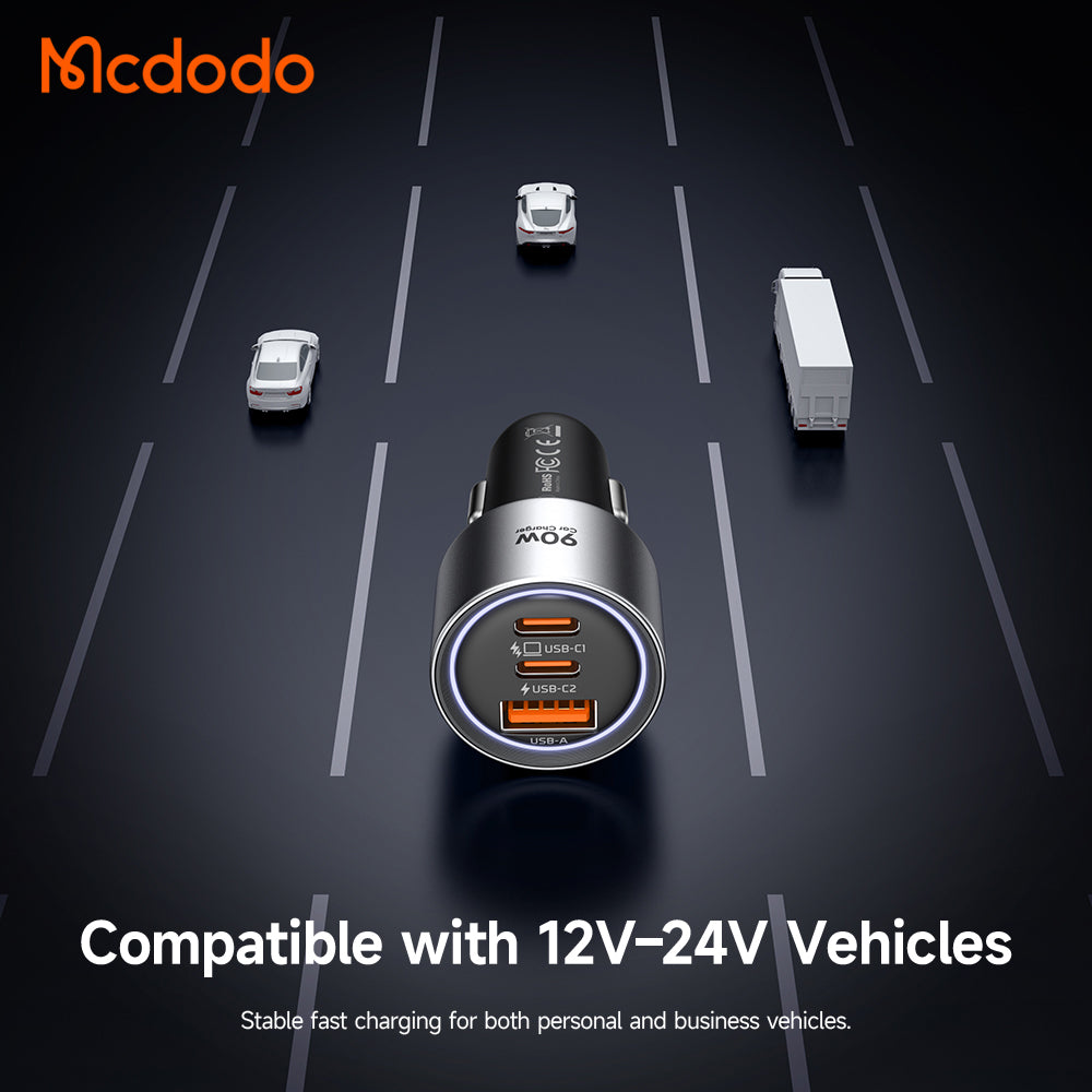 Caricatore Auto McDodo CC-3110 Gana, 90W, 3A, 1 x USB-A - 2 x USB-C, Nero