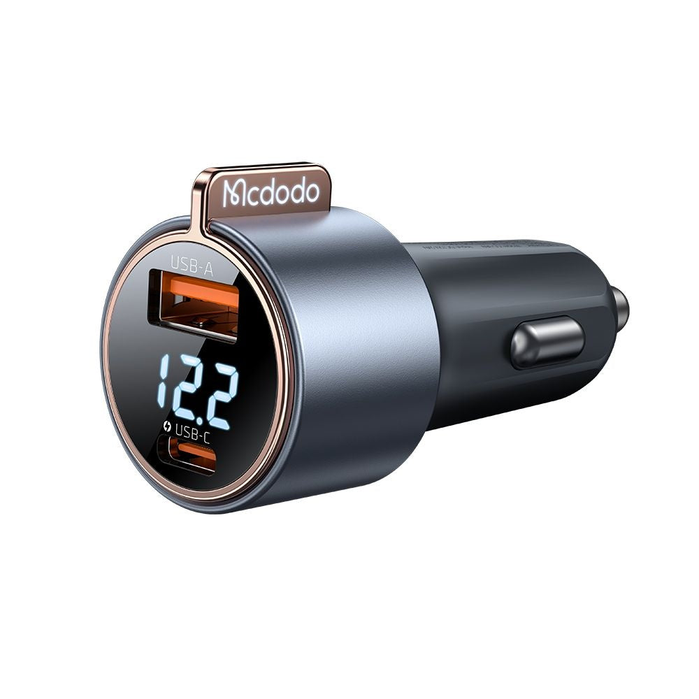 Caricabatterie Auto McDodo CC-3690 Venus Display, 75W, 3A, 1 x USB-A - 1 x USB-C, Nero