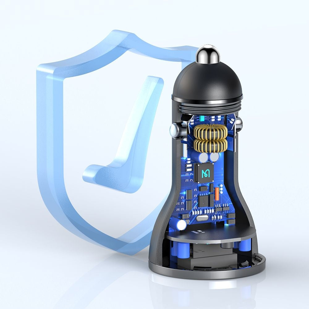 Caricabatterie Auto McDodo CC-5670 Display, 95W, 5A, 1 x USB-A - 1 x USB-C, Nero