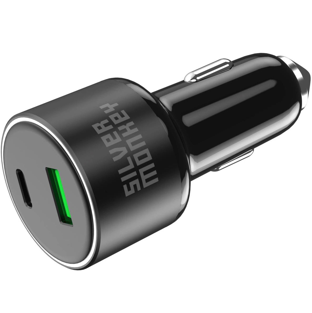 Caricabatterie da auto Silver Monkey SMA014, 100W, 3A, 1 x USB-A - 1 x USB-C, Nero