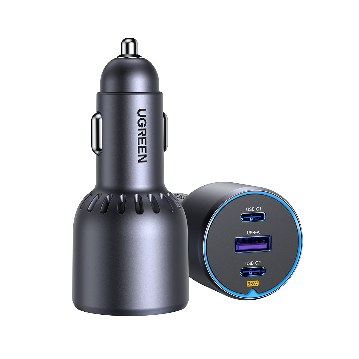 Caricabatterie Auto UGREEN EC703, 75W, 3.25A, 1 x USB-A - 2 x USB-C, Nero