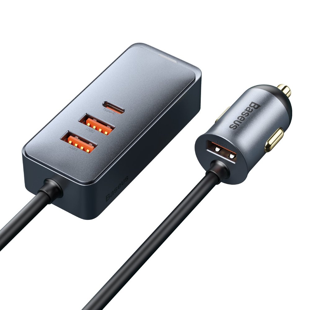 Caricatore Auto Baseus Share Together, 120W, 3A, 3 x USB-A - 1 x USB-C, Grigio CCBT-B0G