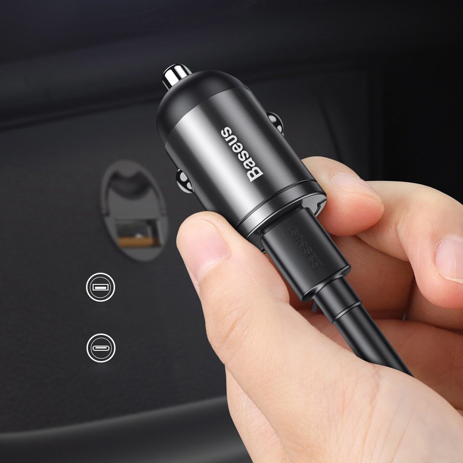 Caricabatterie Auto Baseus Star Mini, 30W, 3A, 1 x USB-A, Grigio VCHX-A0G