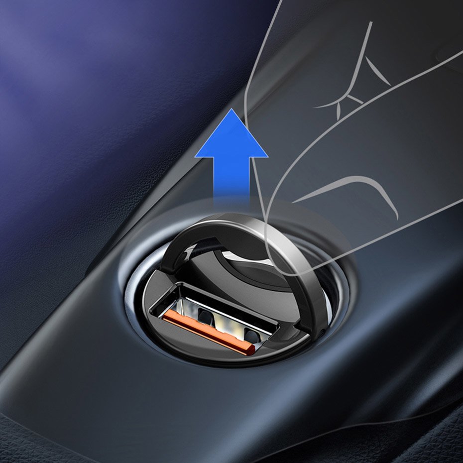 Caricabatterie Auto Baseus Star Mini, 30W, 3A, 1 x USB-A, Grigio VCHX-A0G
