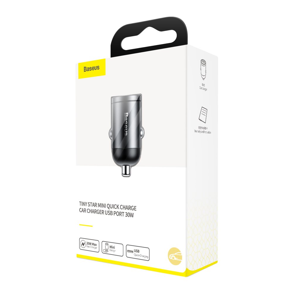 Caricabatterie Auto Baseus Star Mini, 30W, 3A, 1 x USB-A, Grigio VCHX-A0G