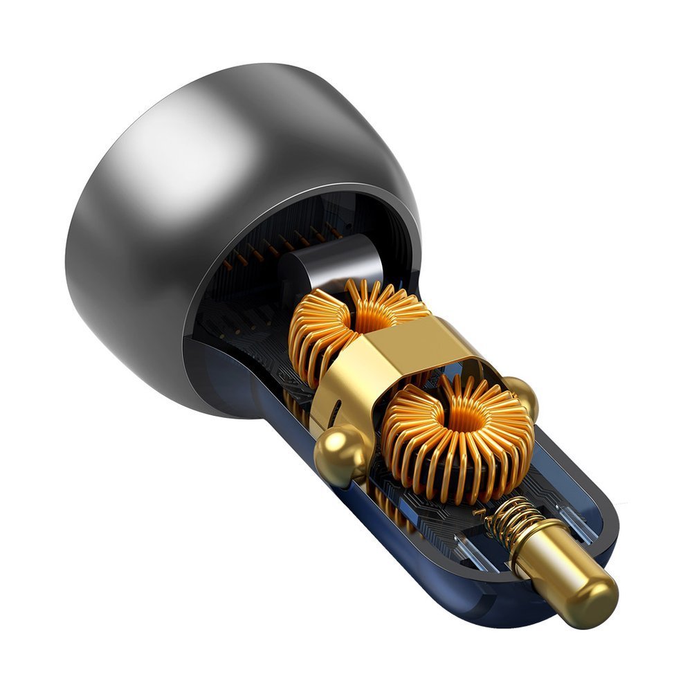 Caricabatterie Auto Baseus, 65W, 5A, 1 x USB-A - 1 x USB-C, Grigio CCKX-C0A