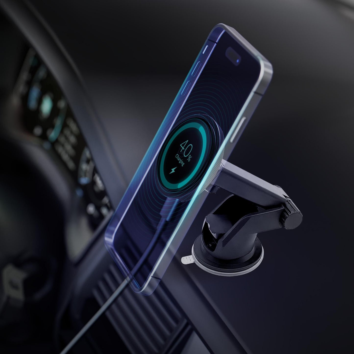 Caricabatterie Auto Wireless 3MK MagCharger, 15W, 1.67A, Nero