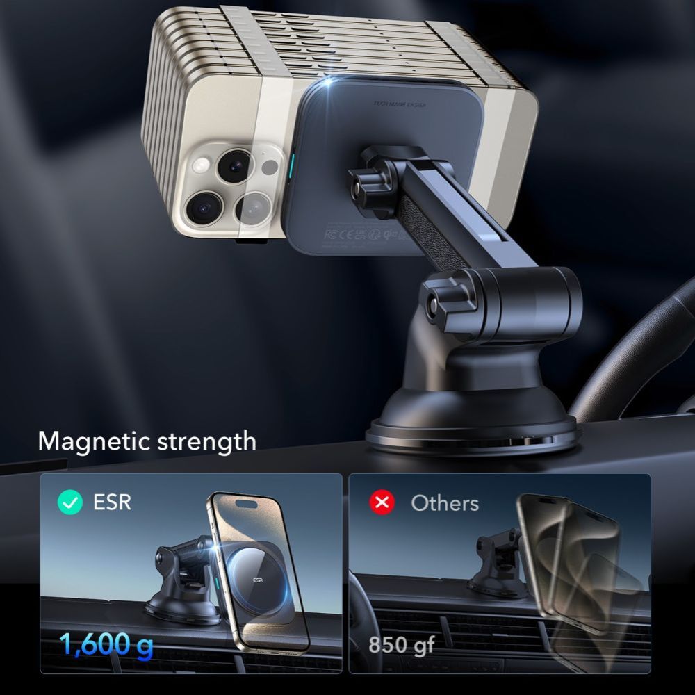 Caricabatterie Auto Wireless ESR Halolock Dash, 15W, 1.67A, Nero