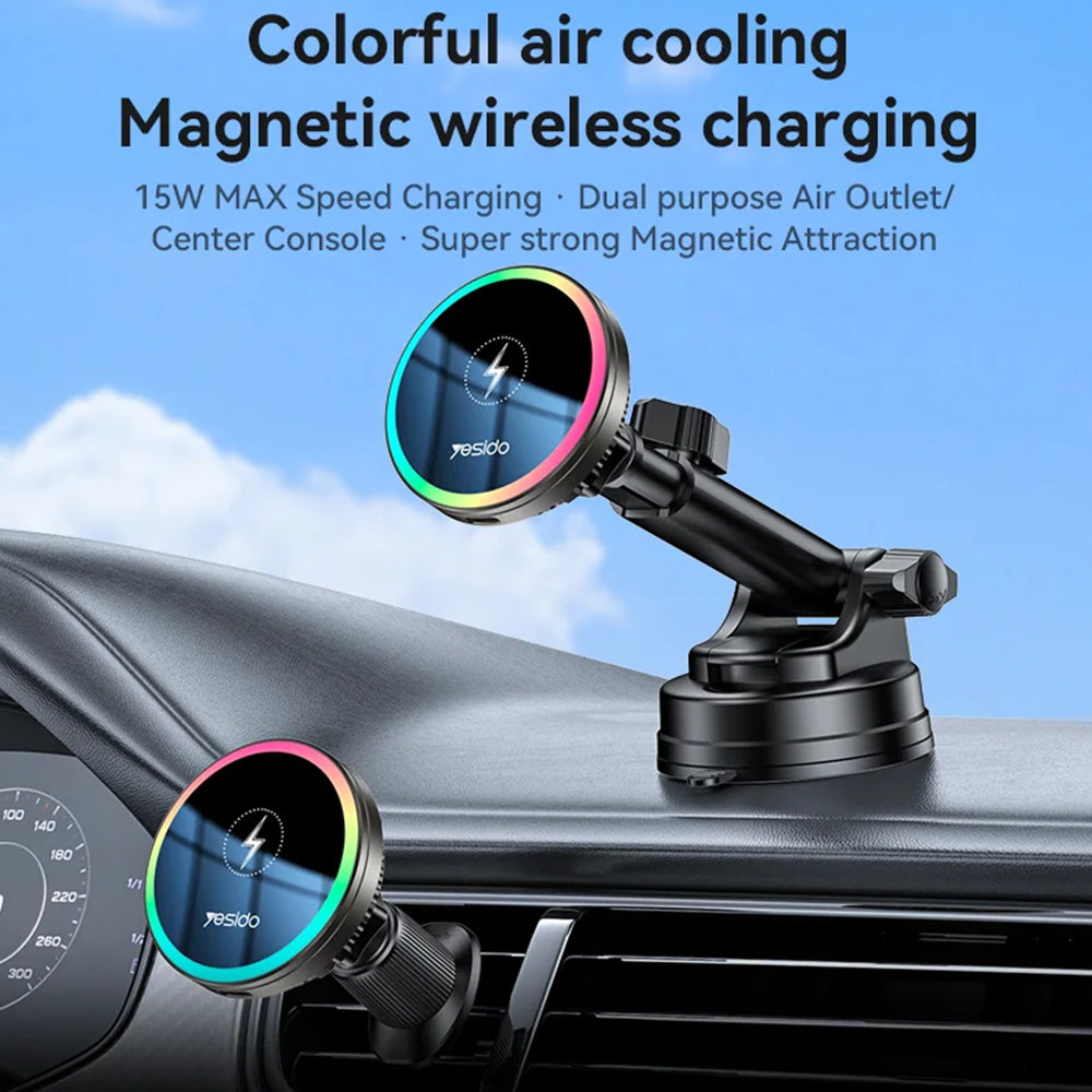 Caricabatterie Auto Wireless Yesido C315, 15W, 1.67A, Nero